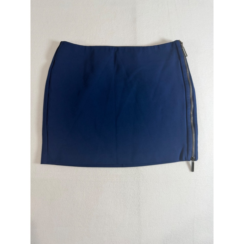 Armani Exchange Mini Skirt Womens XS Blue Side Zip Designer Luxury Minimalist